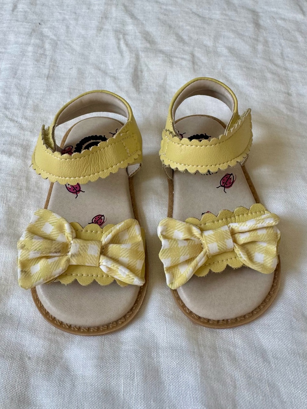Livie & Luca Yellow Gingham Girls Sandals -  Size 6